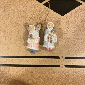 Vintage Angel Ornament Set with Pink and Blue Accents Christmas holiday
